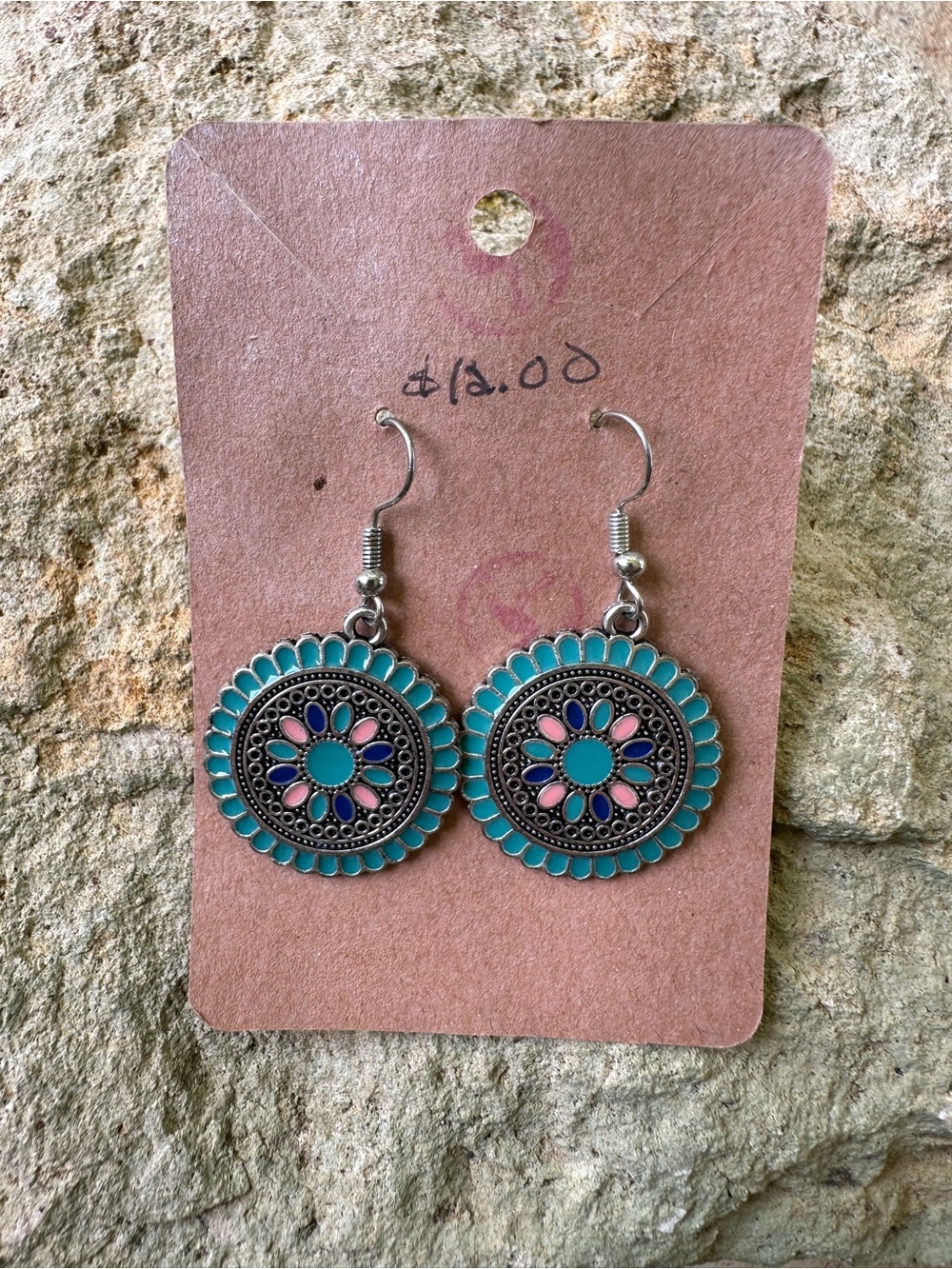 Turquoise and Pink Floral Drop Earrings - Women Jewelry